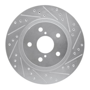 Toyota RAV4 Brake Rotor (1) - Front Right - R1 Concepts - Drilled & Slotted - Silver - `96-`03 Toyota RAV4 Brake Rotor (1) - Front Right - R1 Concepts - Drilled & Slotted - Silver - `96-`03